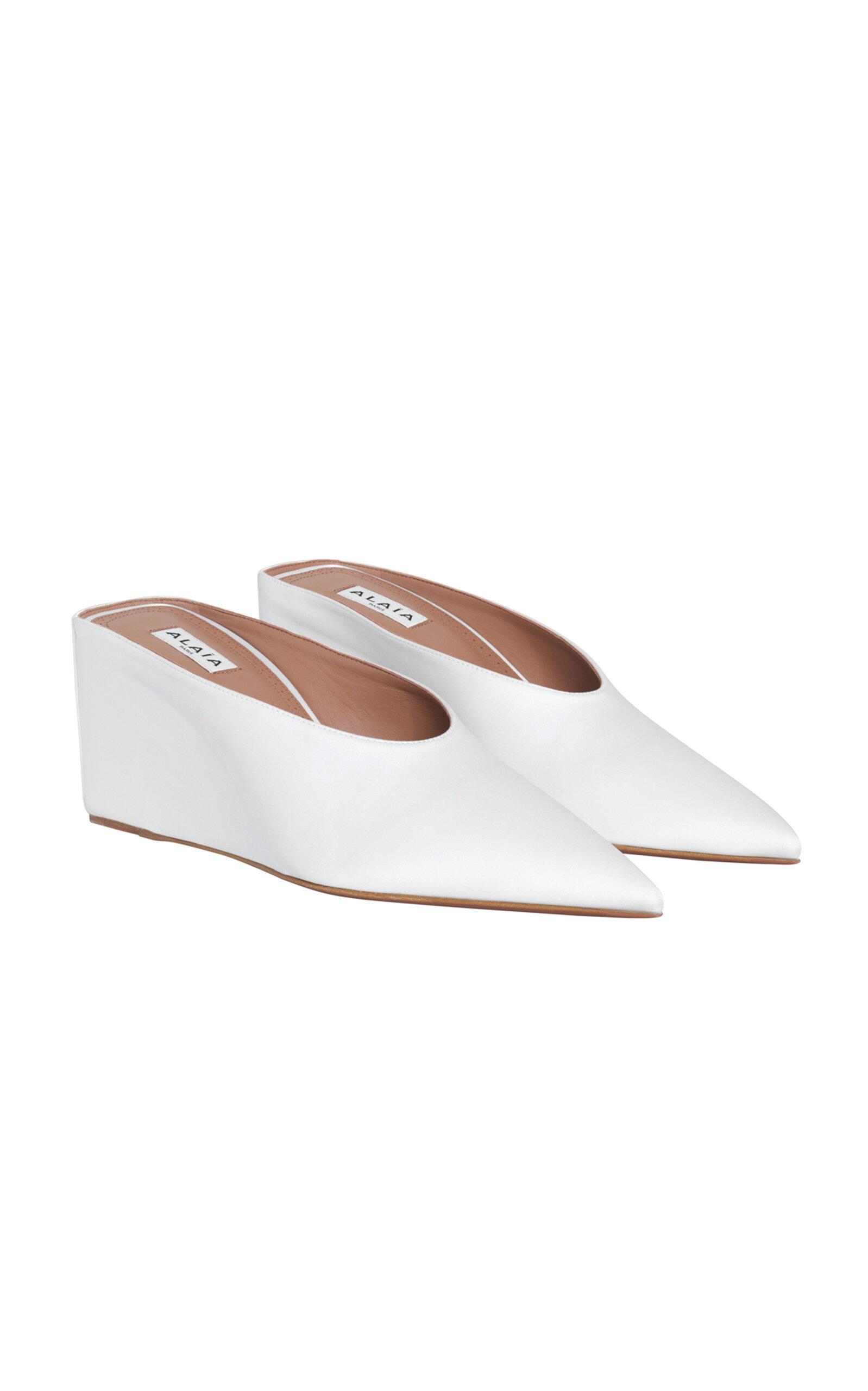 ALAÏA Satin Wedge Mules  - Moda Operandi by ALAIA