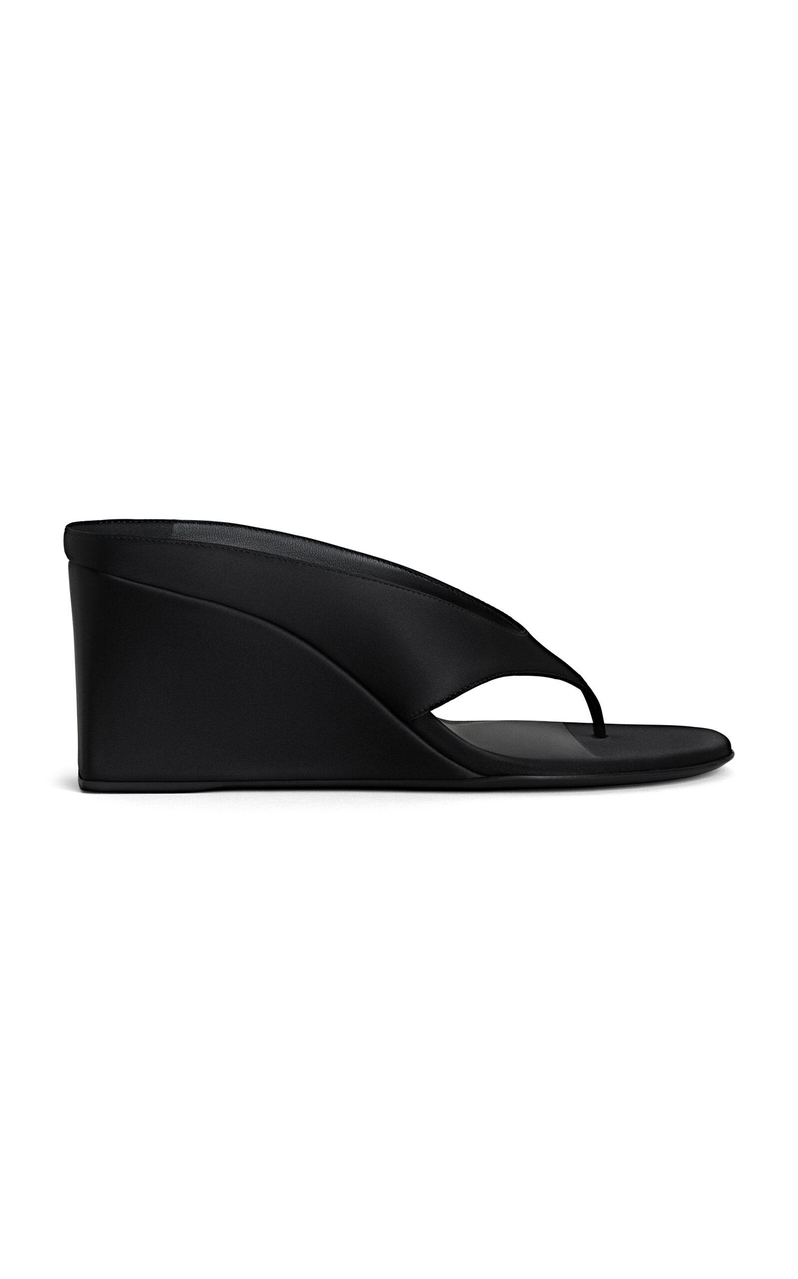 ALAÏA Satin Wedge Thong Mules - Moda Operandi by ALAIA