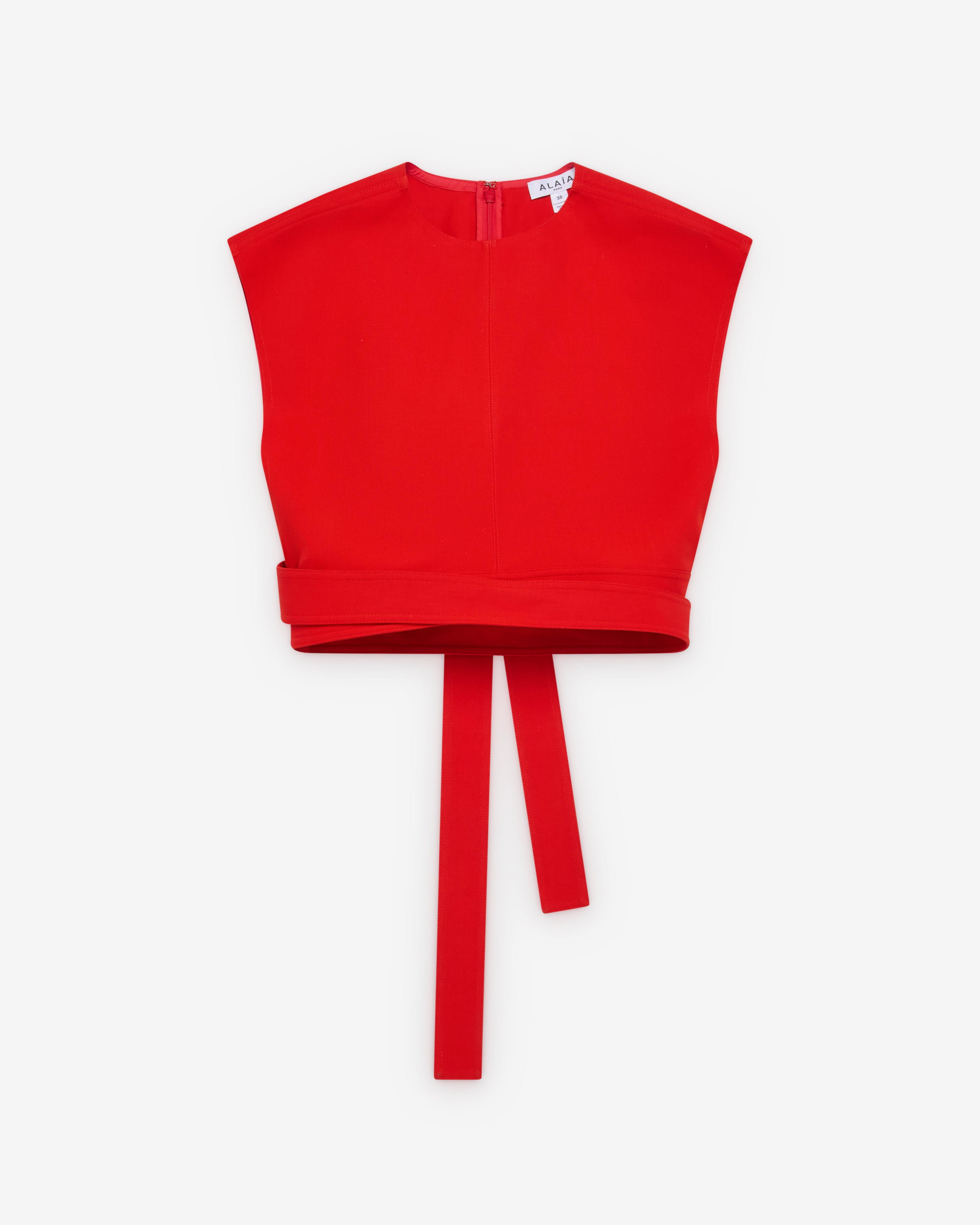 ALAÏA - Women's Belted Top - (Orange) by ALAIA