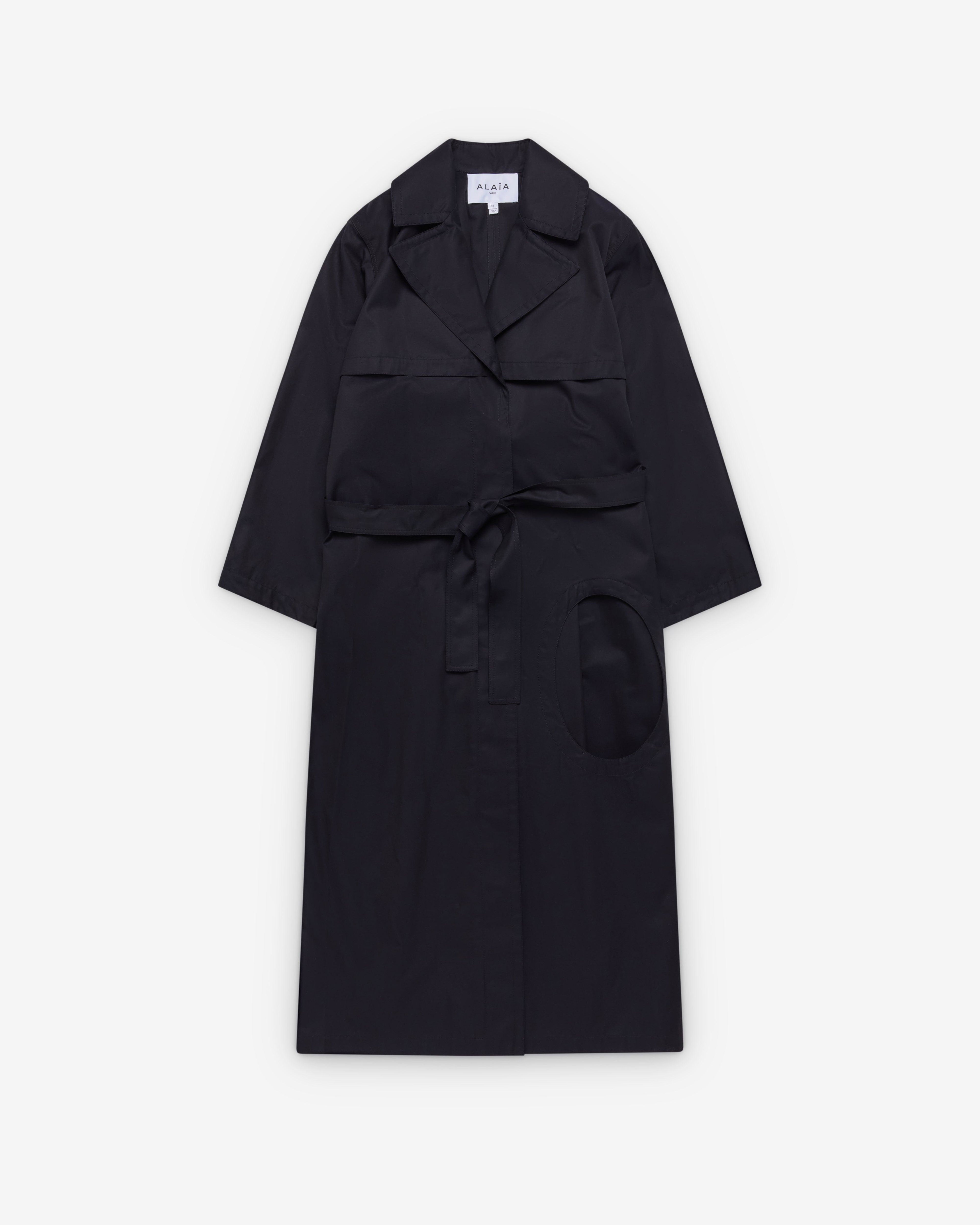 ALAÏA - Women's Cut-Out Trench - (Navy) by ALAIA