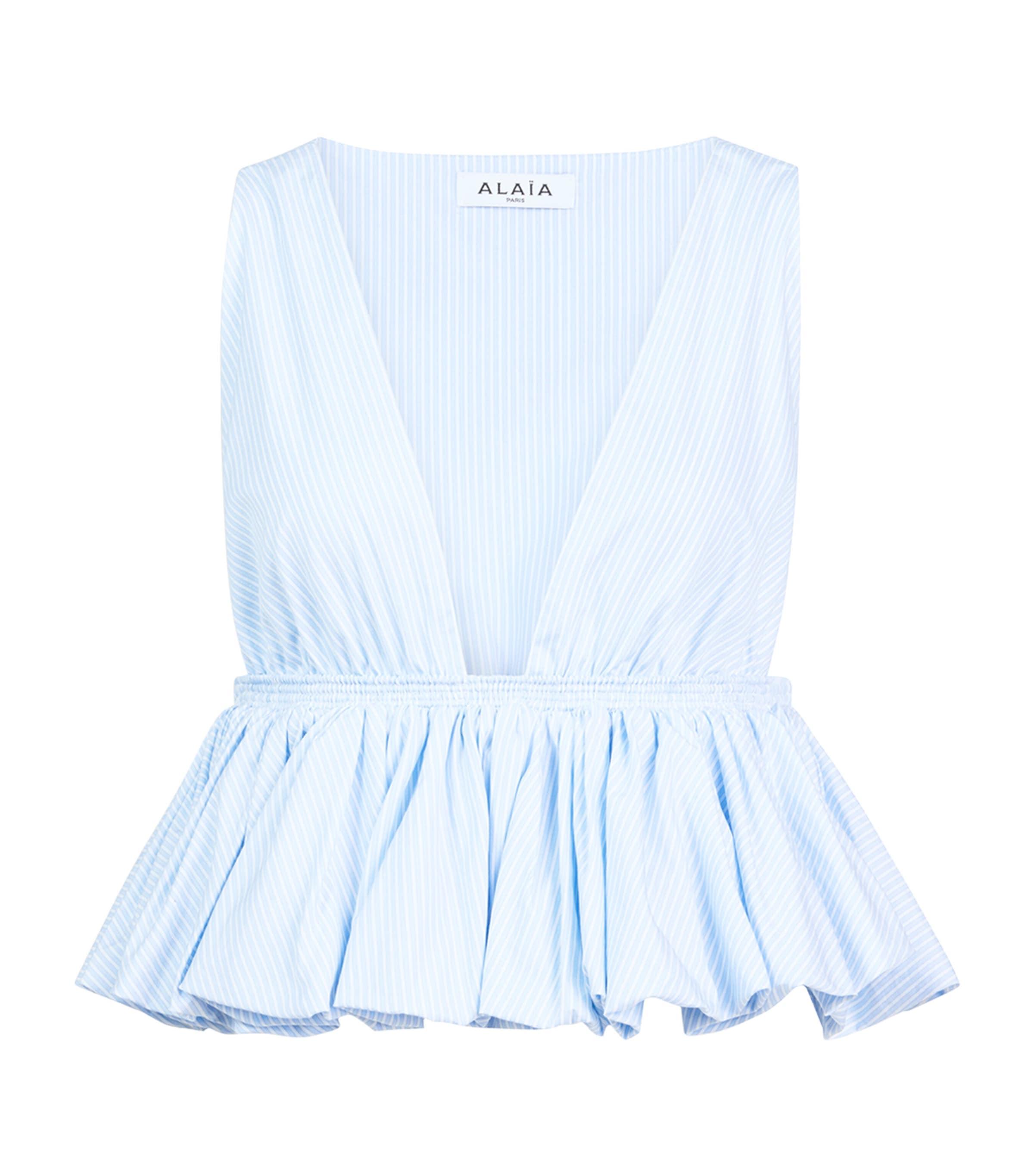 Alaïa Cotton Poplin Peplum Top by ALAIA