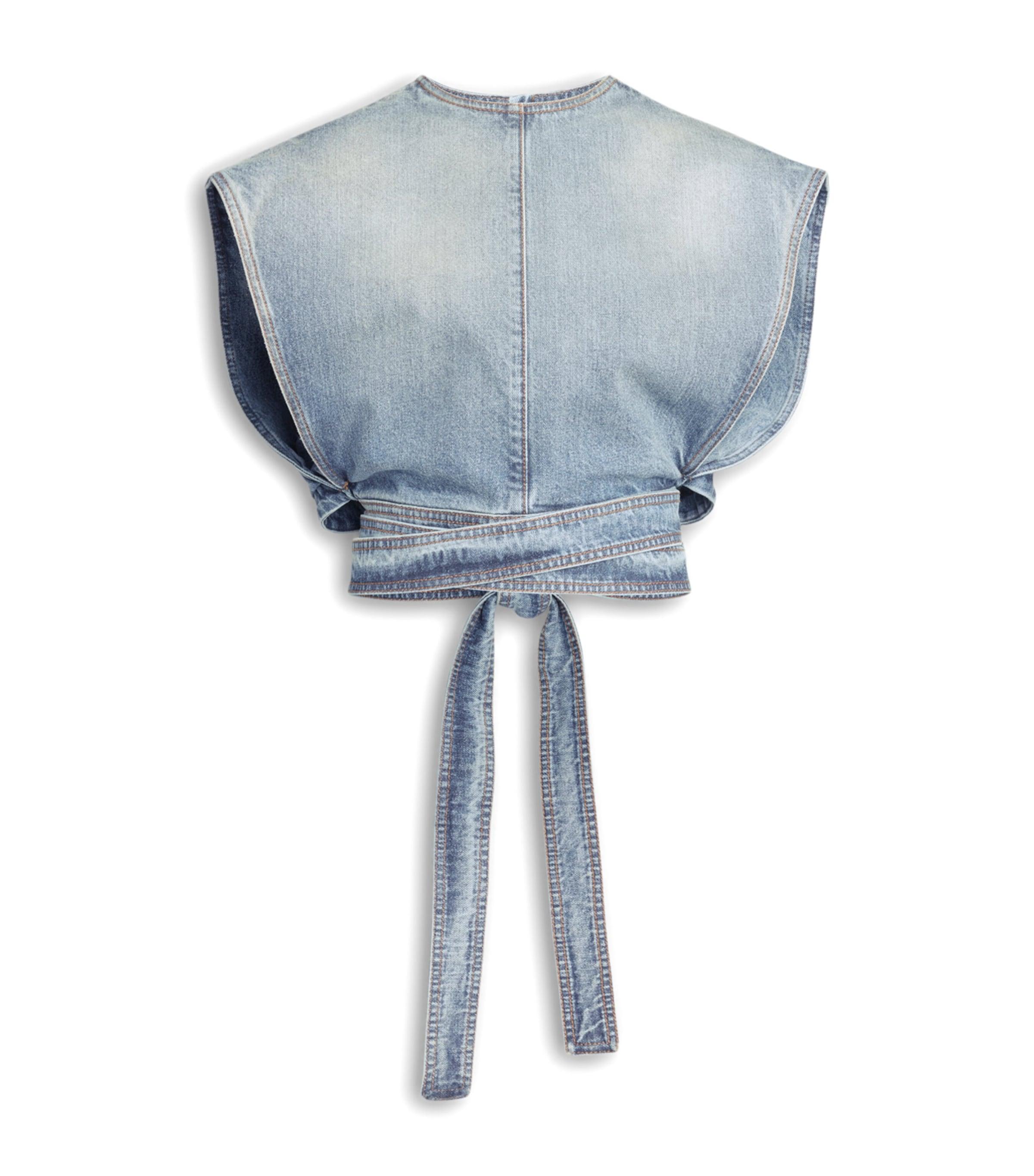 Alaïa Denim Belted Crop Top by ALAIA