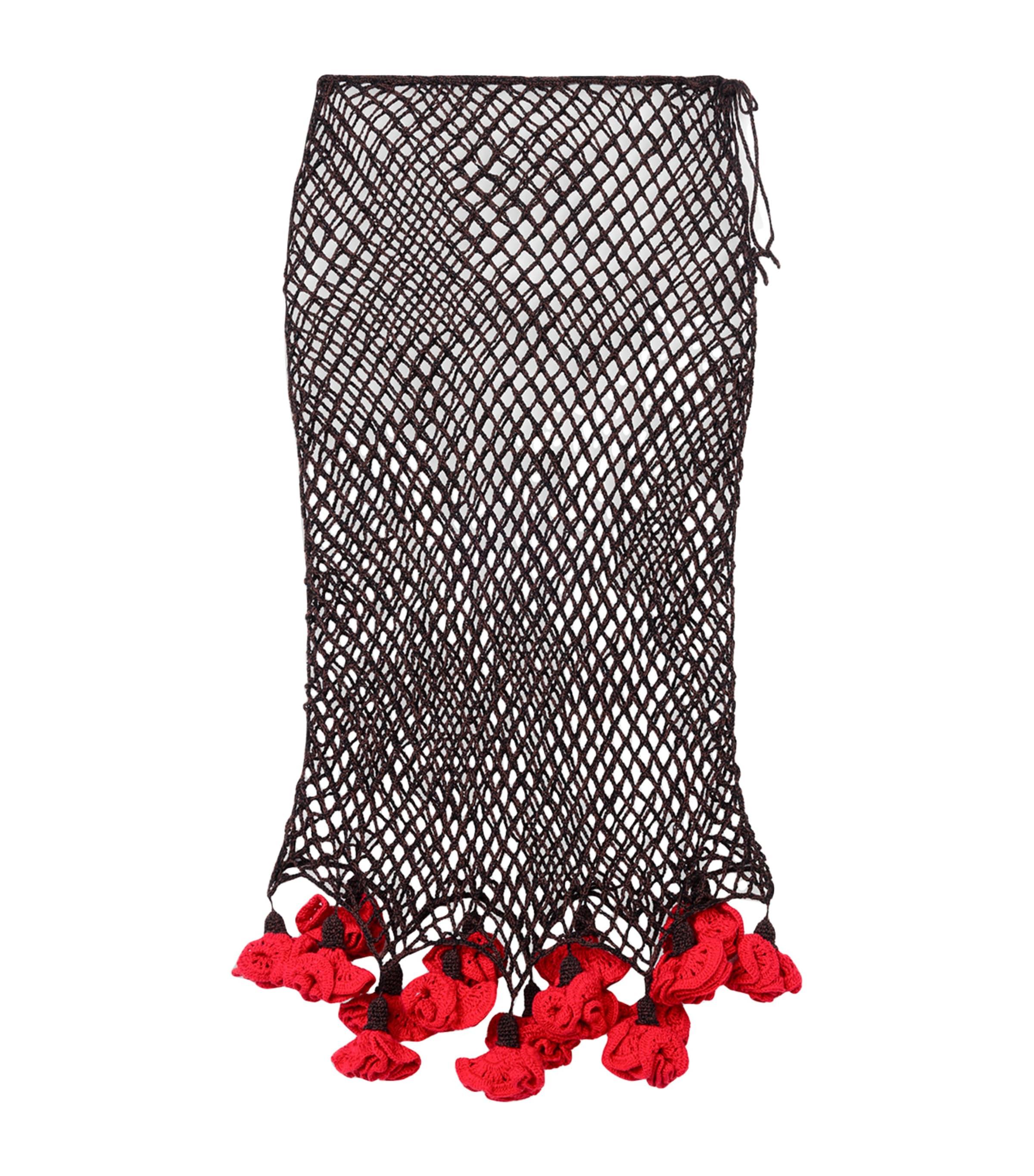 Alaïa Floral Crochet Midi Skirt by ALAIA