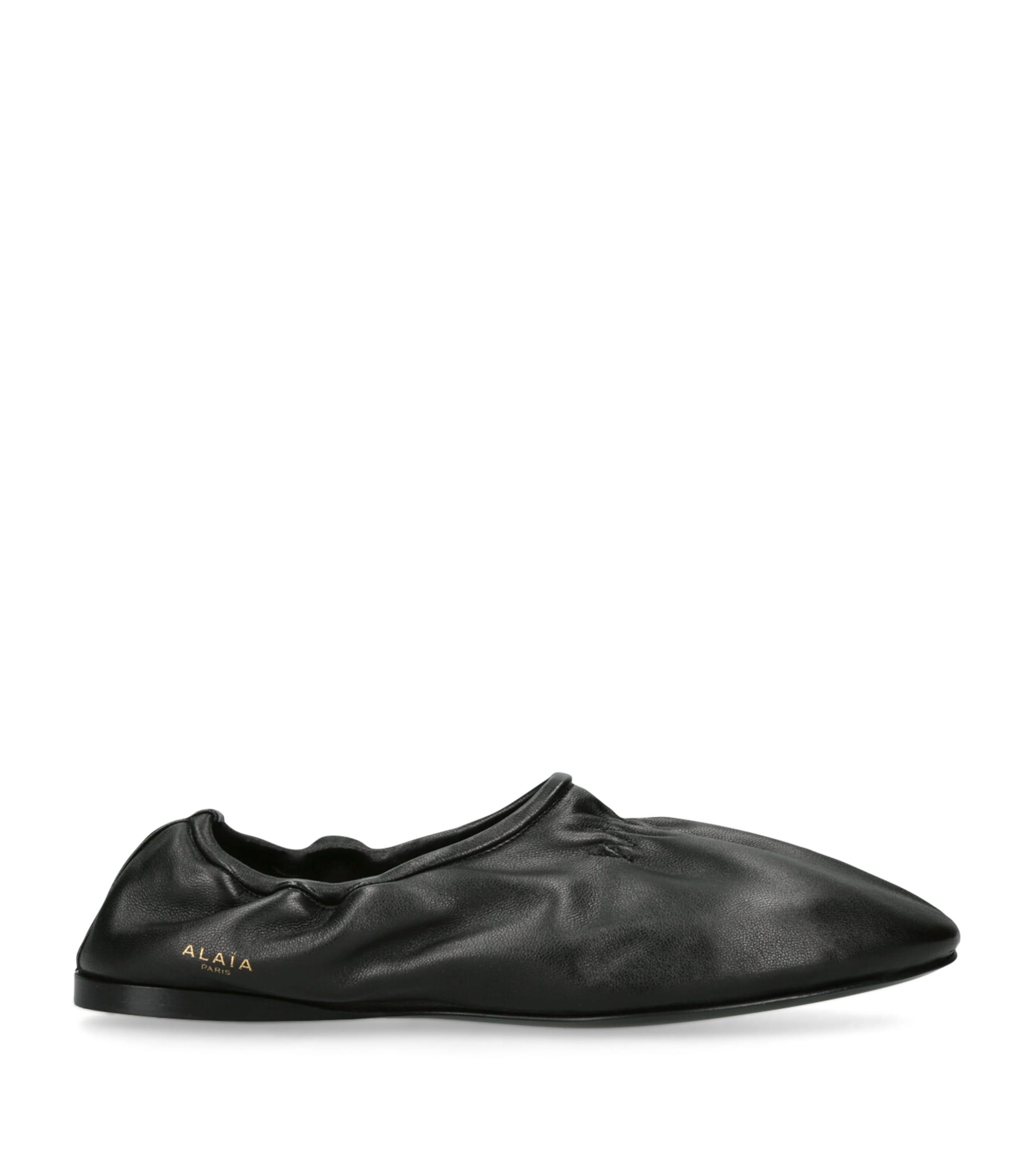 Alaïa Leather Scrunched Ballet Flats by ALAIA