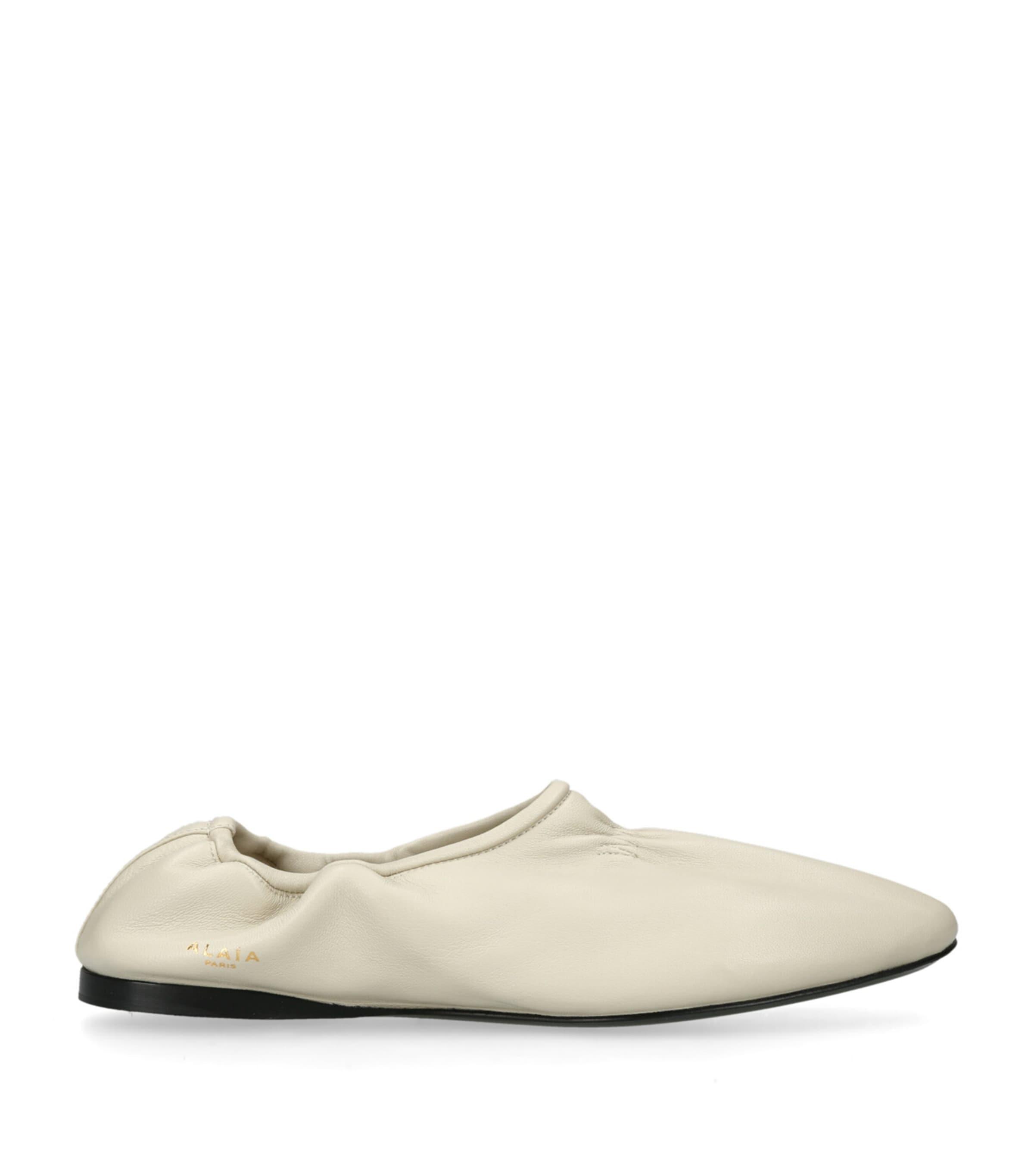 Alaïa Leather Scrunched Ballet Flats by ALAIA