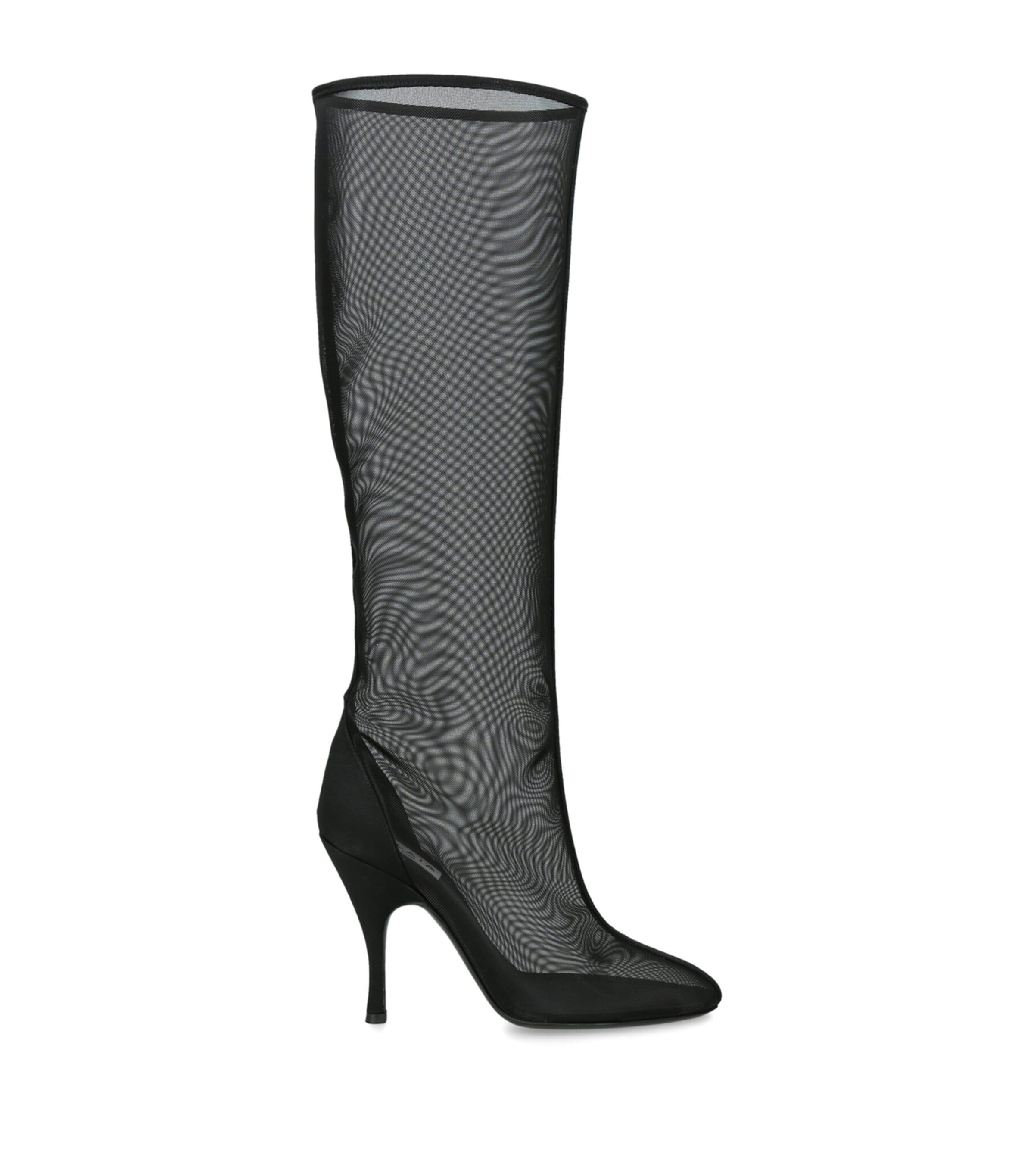 Alaïa Mesh Heeled Knee Boots 100 by ALAIA