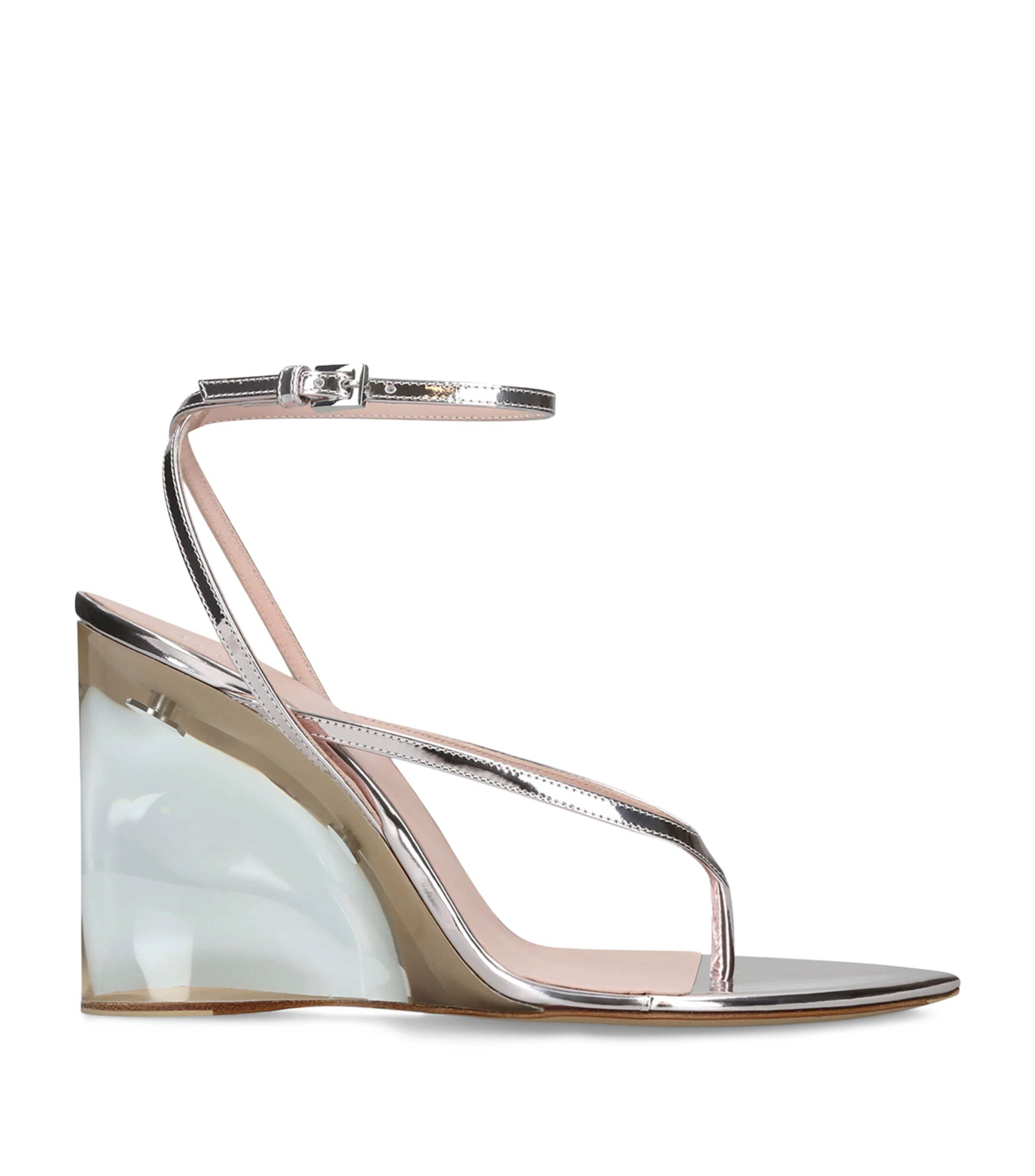 Alaïa Metallic Leather Wedge Sandals 90 by ALAIA