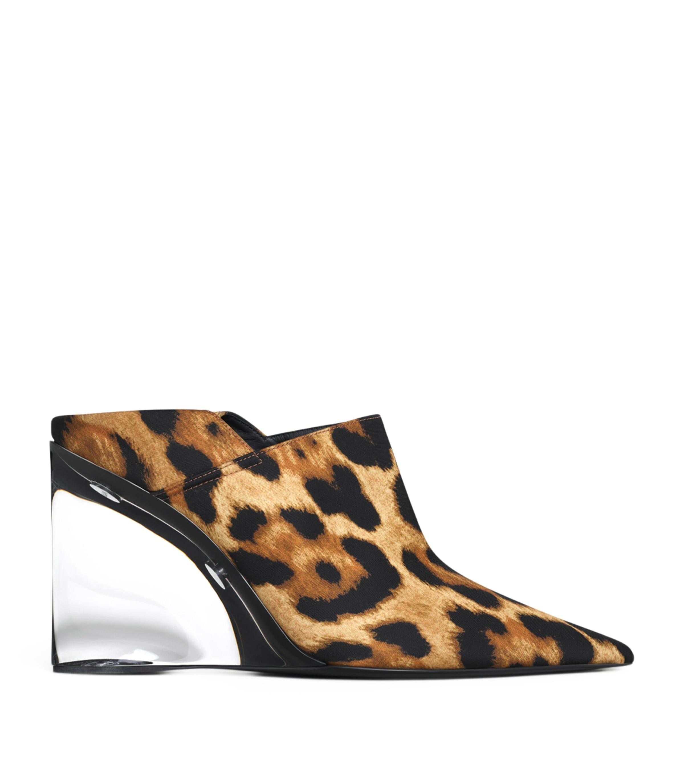 Alaïa Ocelot Print Invisible Wedge Mules 90 by ALAIA