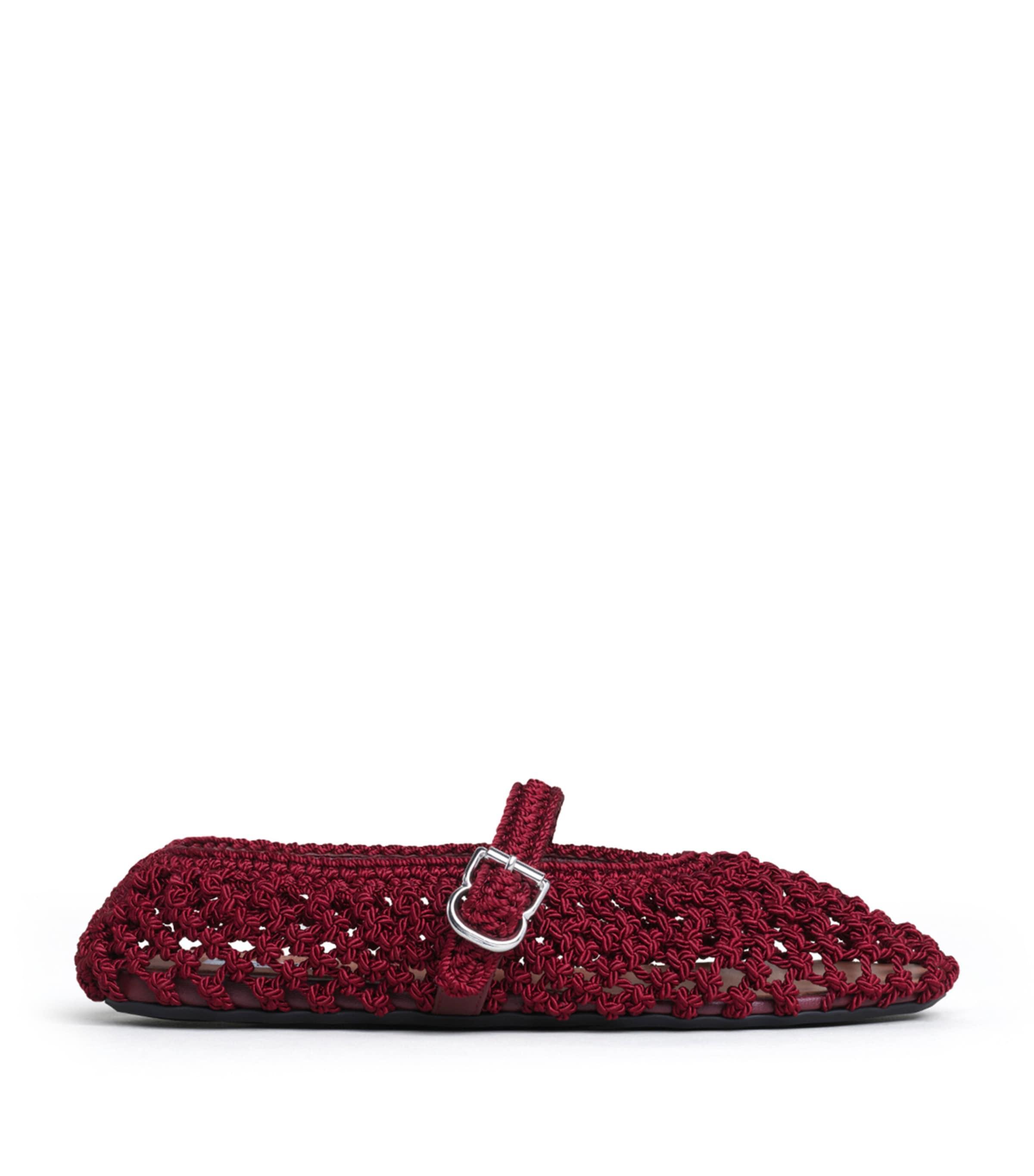 Alaïa Satin Crochet Ballet Flats by ALAIA