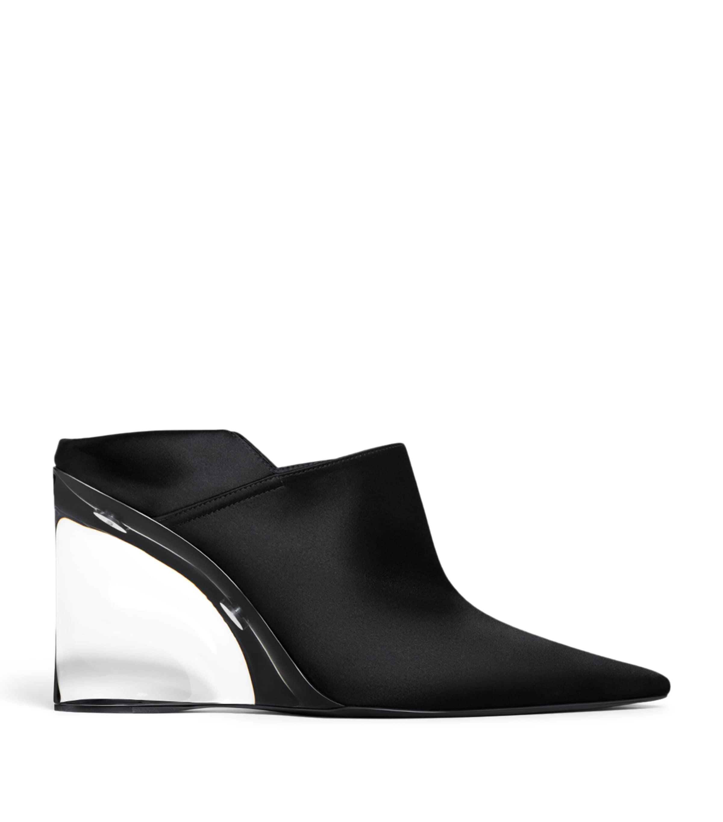 Alaïa Satin Invisible Wedge Mules 90 by ALAIA
