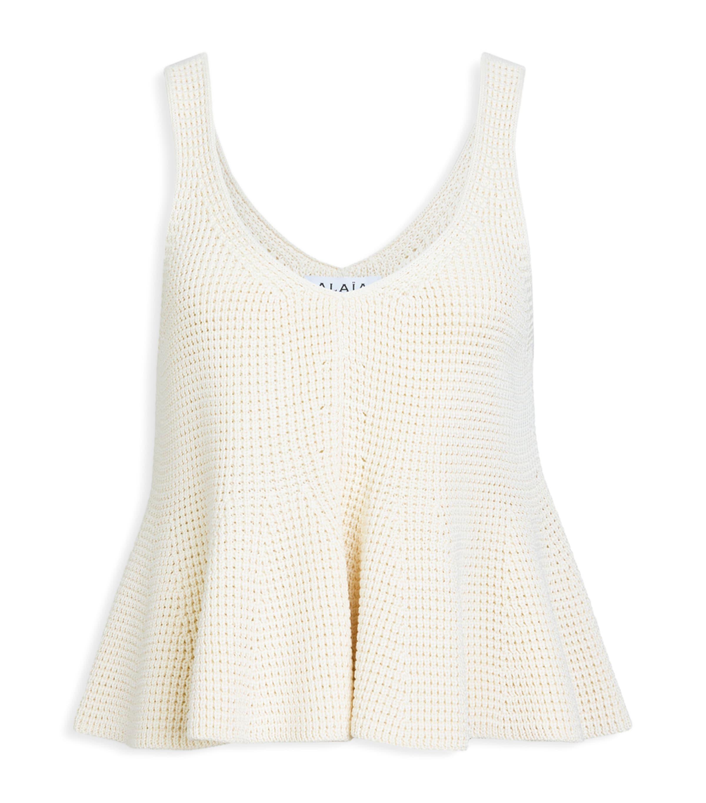 Alaïa Silk Waffle Godet Crop Top by ALAIA