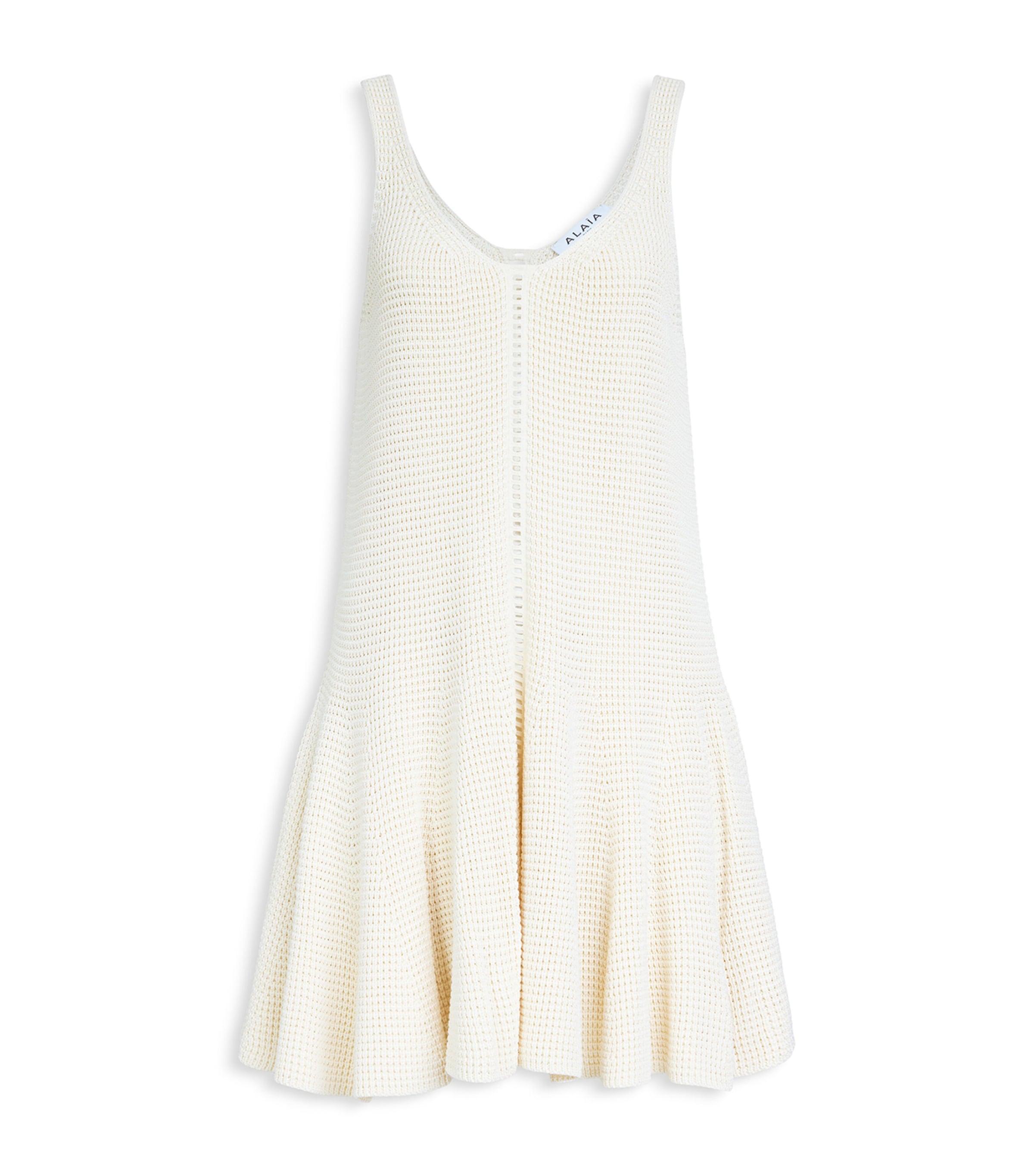 Alaïa Silk Waffle-Knit Godet Mini Dress by ALAIA