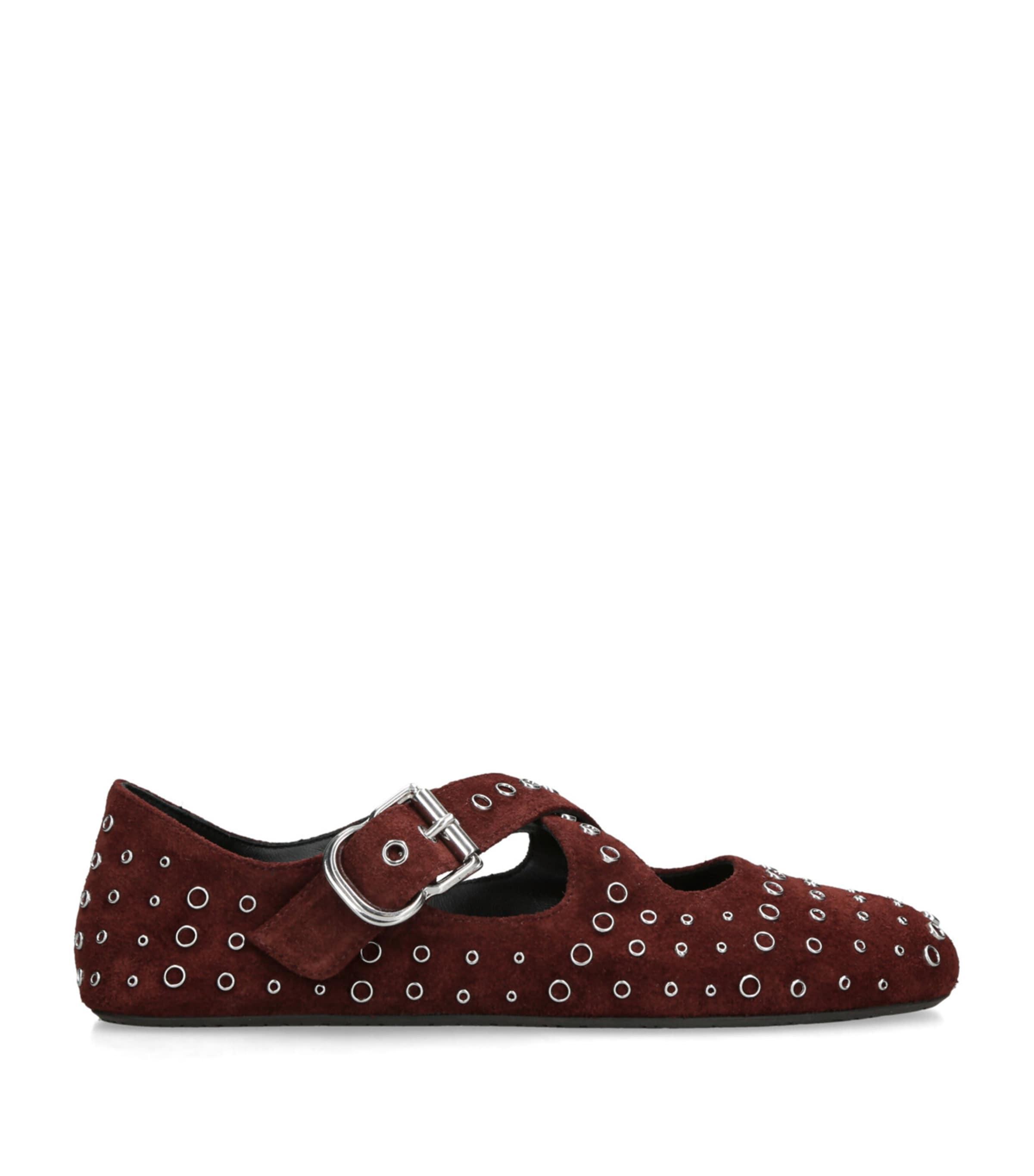 Alaïa Suede Embellished Criss-Cross Ballet Flats by ALAIA