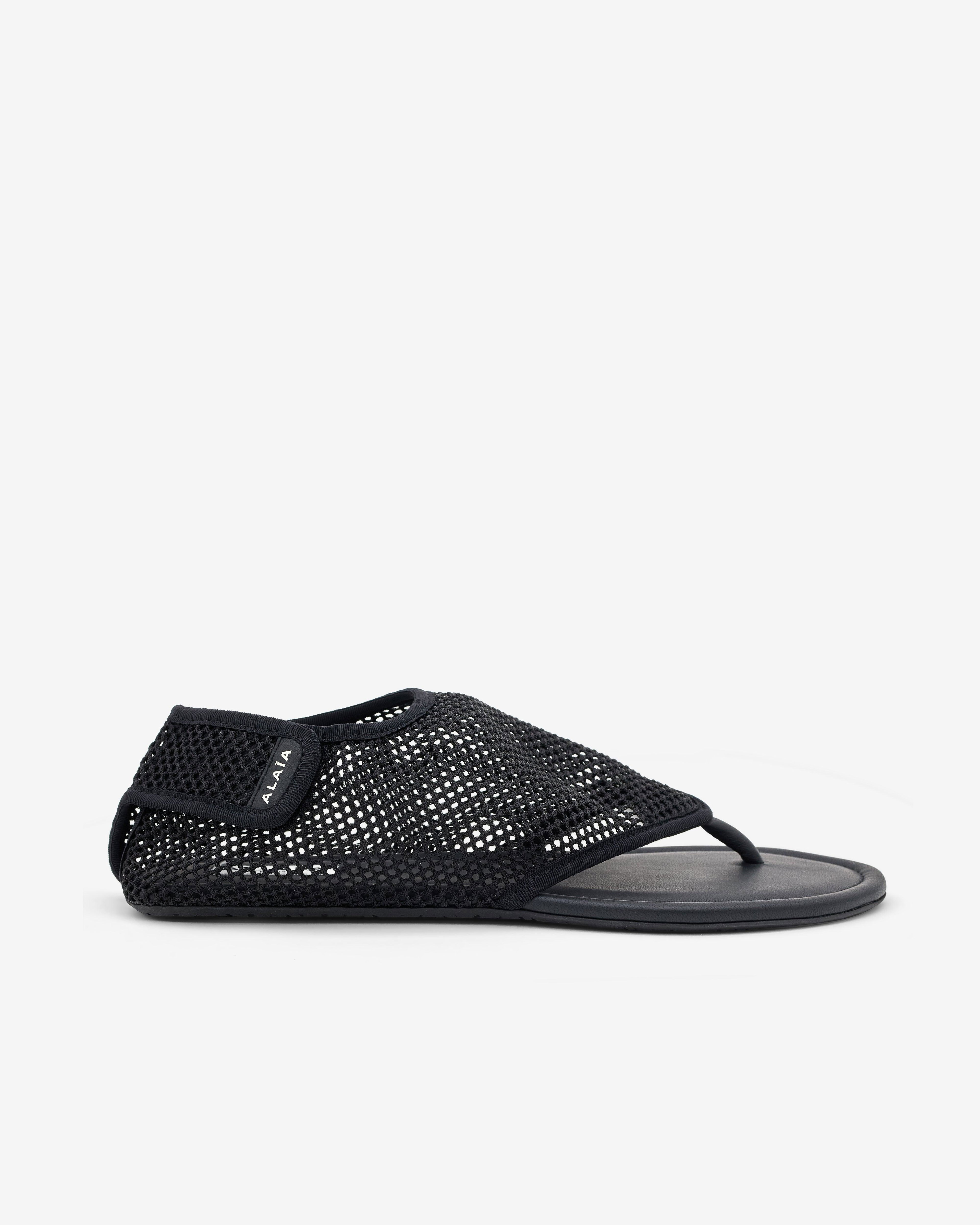 Alaïa - Women’s Fishnet Thong Sandals - (Black) by ALAIA
