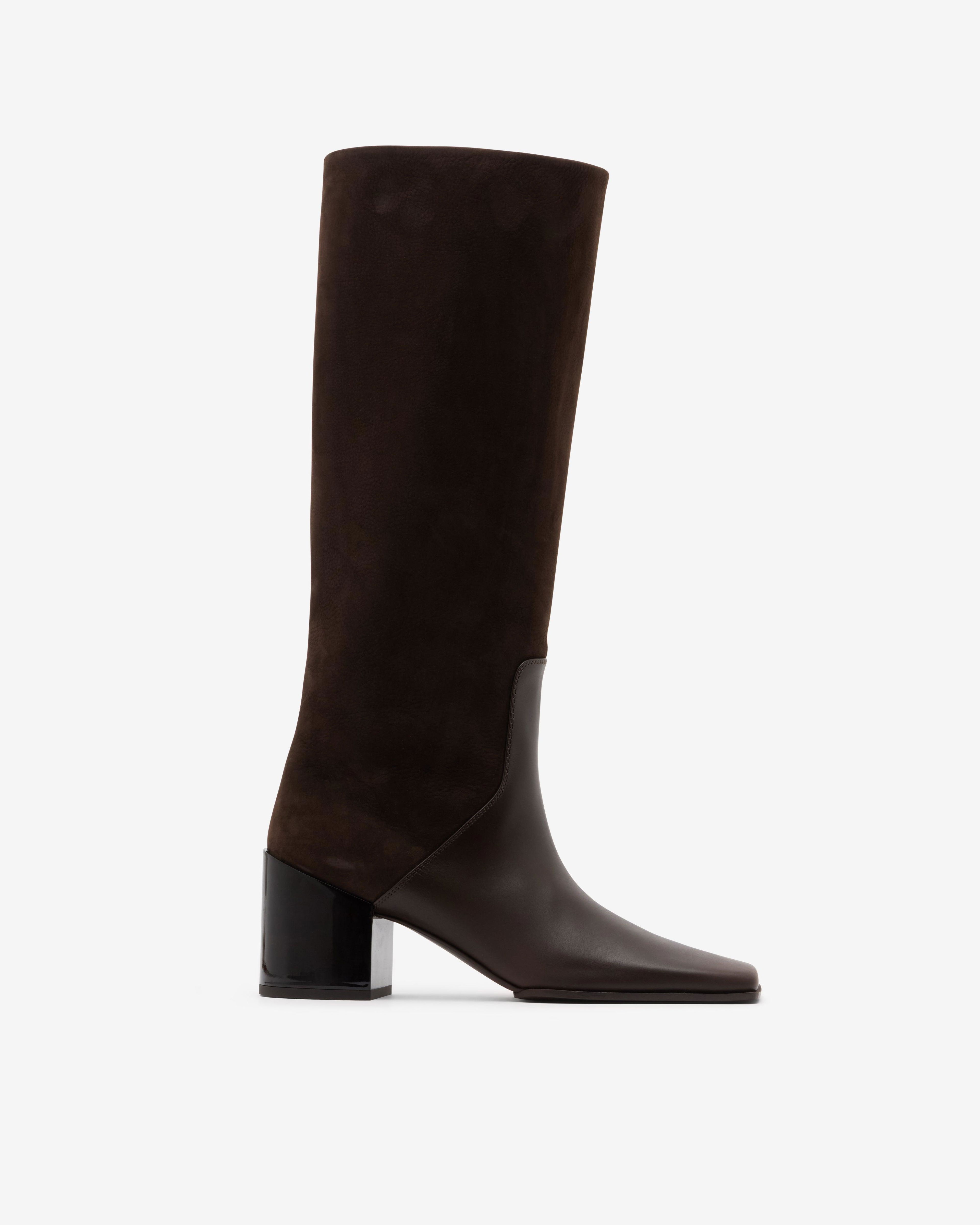 Alaïa - Women's Square Knee Boots - (Marron) by ALAIA