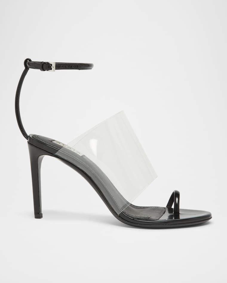 Asymmetric Clear Patent Leather Sandals by ALAIA