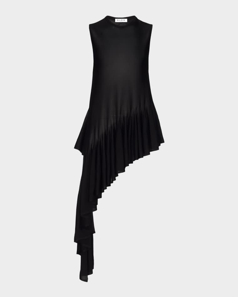 Asymmetric Godet Sleeveless Top by ALAIA