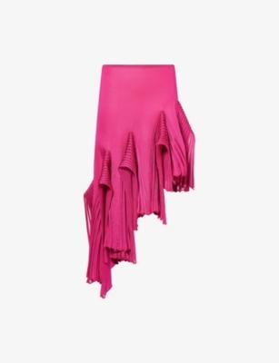 Asymmetric Ruffle Stretch-Woven Midi Skirt by ALAIA