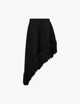 Asymmetric Tassel Wool Midi Skirt by ALAIA