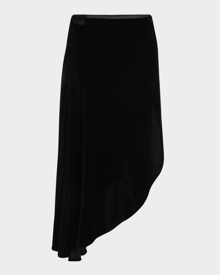 Asymmetric Velvet Midi Skirt by ALAIA
