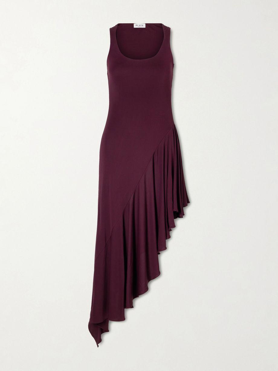 Asymmetrical crepe-jersey midi dress by ALAIA