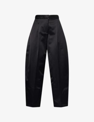 Barrel-Leg Tailored Satin Trousers by ALAIA
