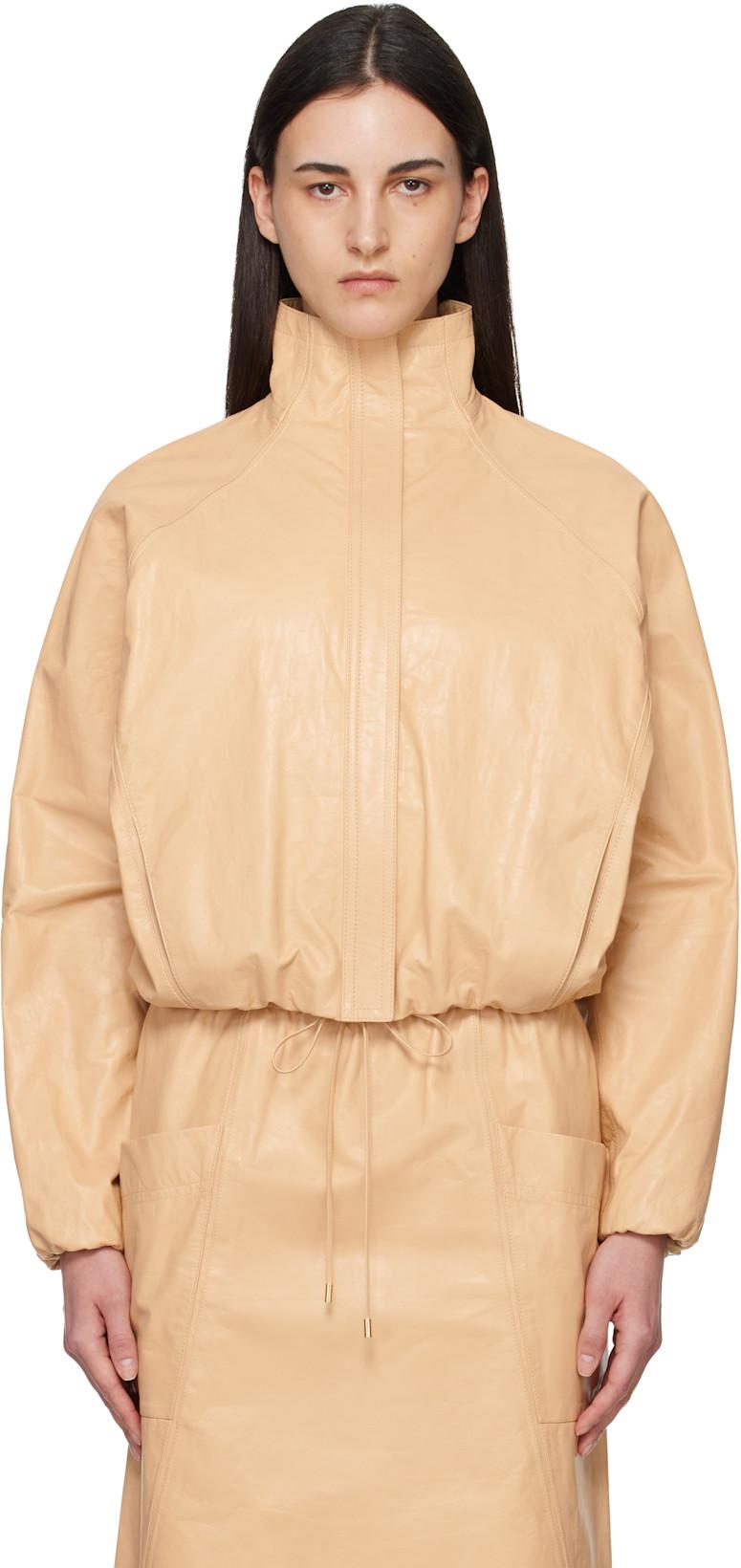 Beige Calfskin Windbreaker Jacket by ALAIA