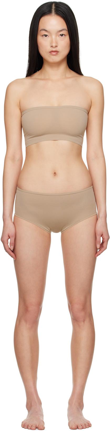Beige Second Skin Bra & Briefs Set by ALAIA