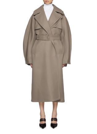 Belted Round Sleeve Trench Coat by ALAIA