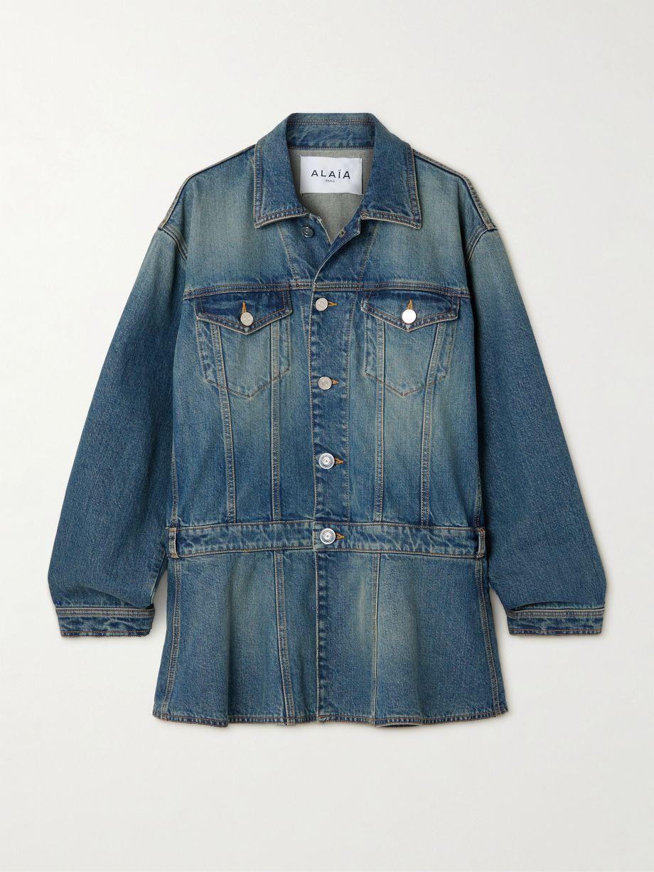 Belted denim peplum jacket by ALAIA