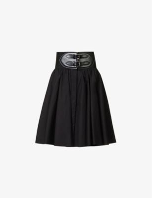 Belted high-rise cotton mini skirt by ALAIA