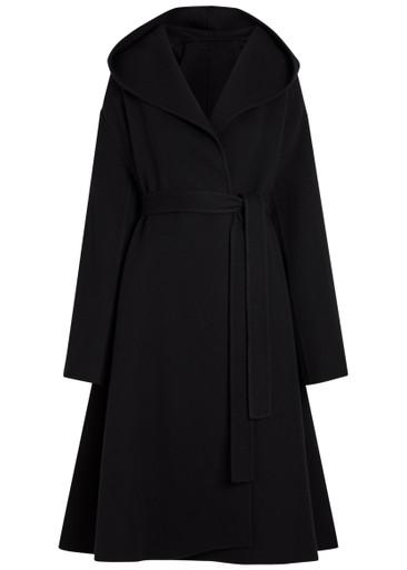 Belted hoodied wool wrap coat by ALAIA