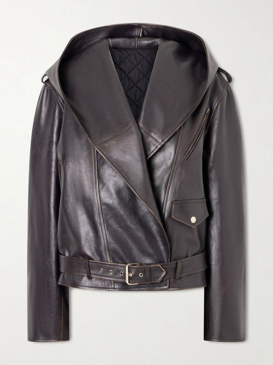 Belted leather biker jacket by ALAIA