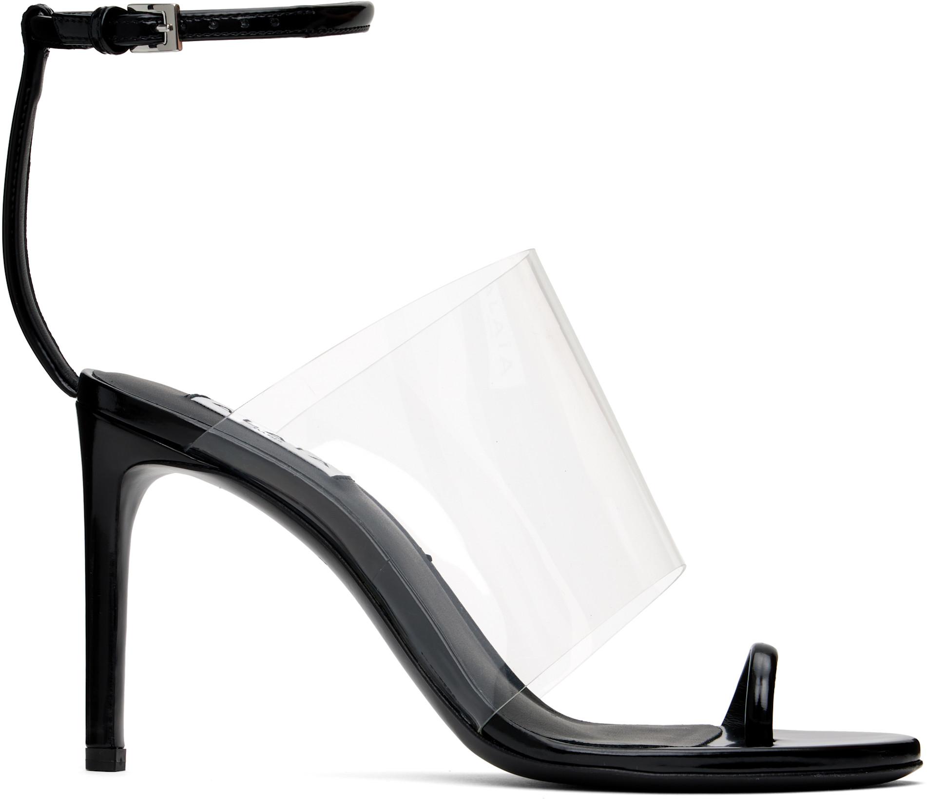 Black Asymmetric Heeled Sandals by ALAIA