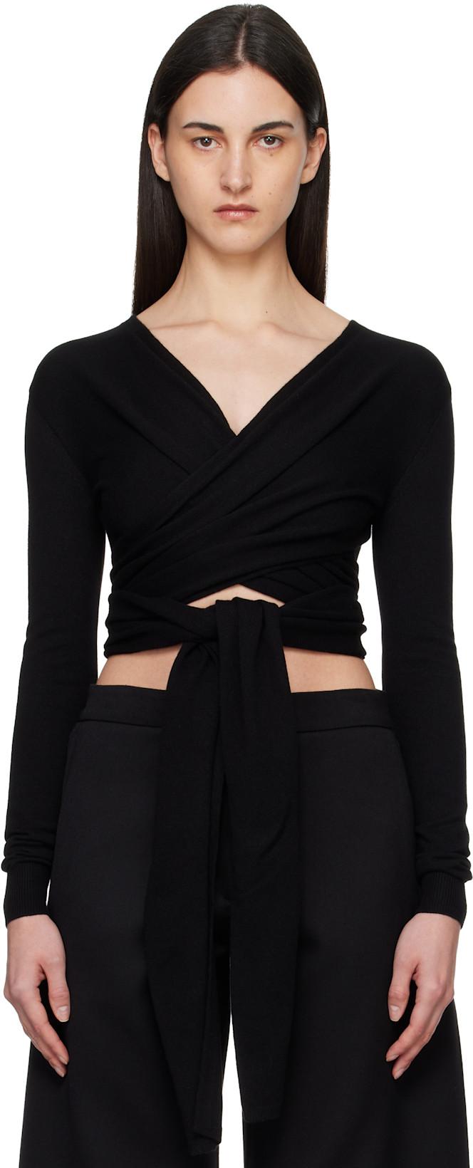 Black Cashmere Wrap Sweater by ALAIA