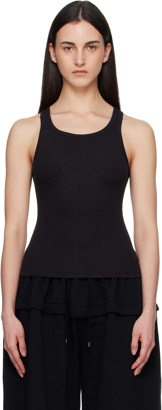 Black Darts Cotton Tank Top by ALAIA