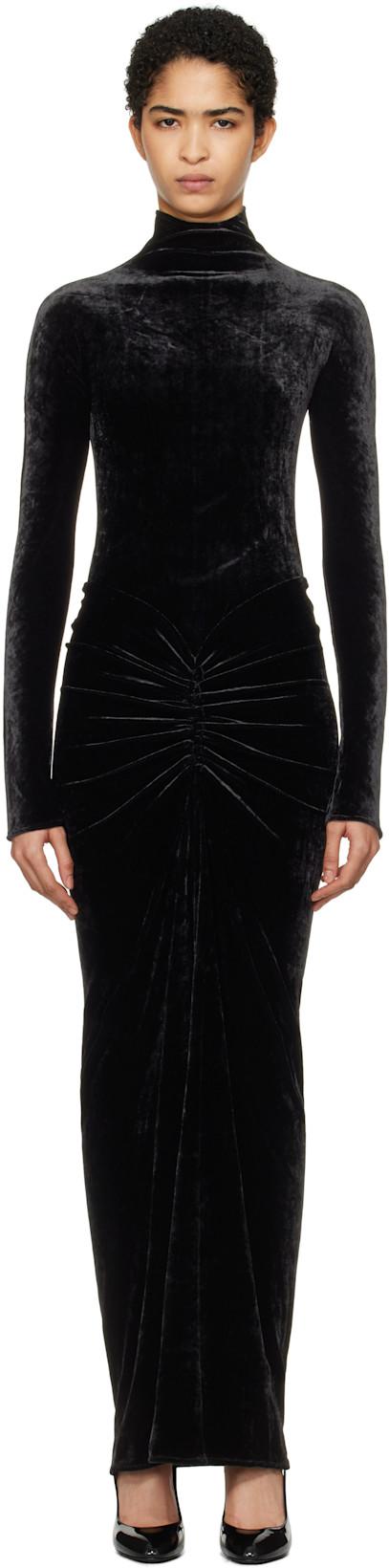 Black Draped Maxi Dress by ALAIA