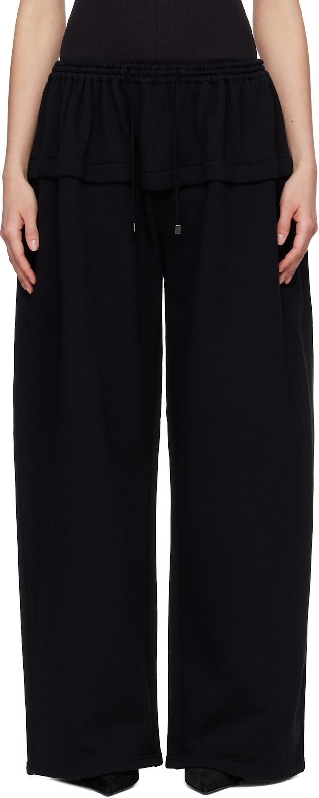 Black Peplum Fleece Lounge Pants by ALAIA