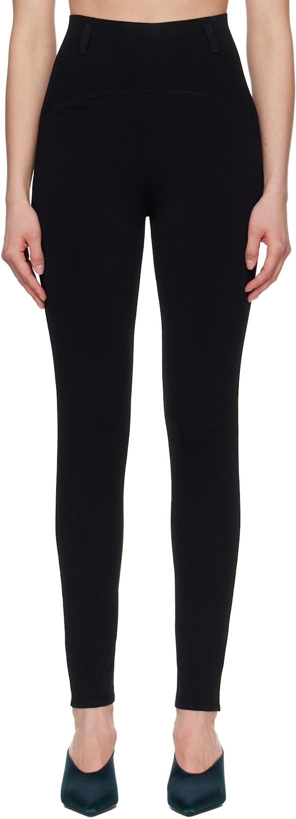 Black Rib Belt Loop Leggings by ALAIA