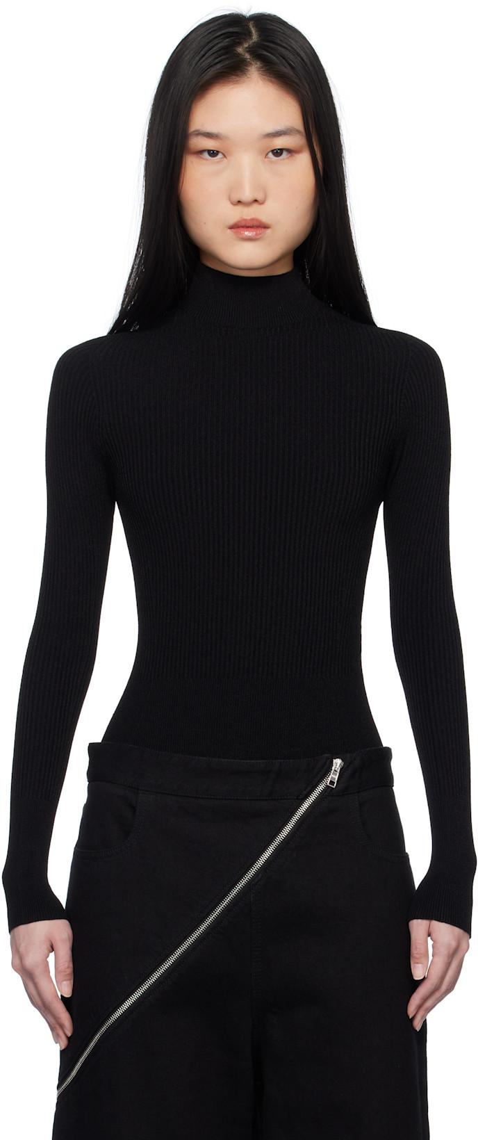 Black Ribbed Knit Bodysuit by ALAIA