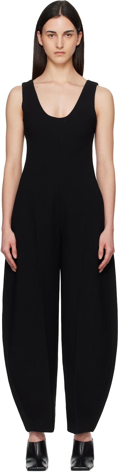 Black Round Crepe Wool Jumpsuit by ALAIA