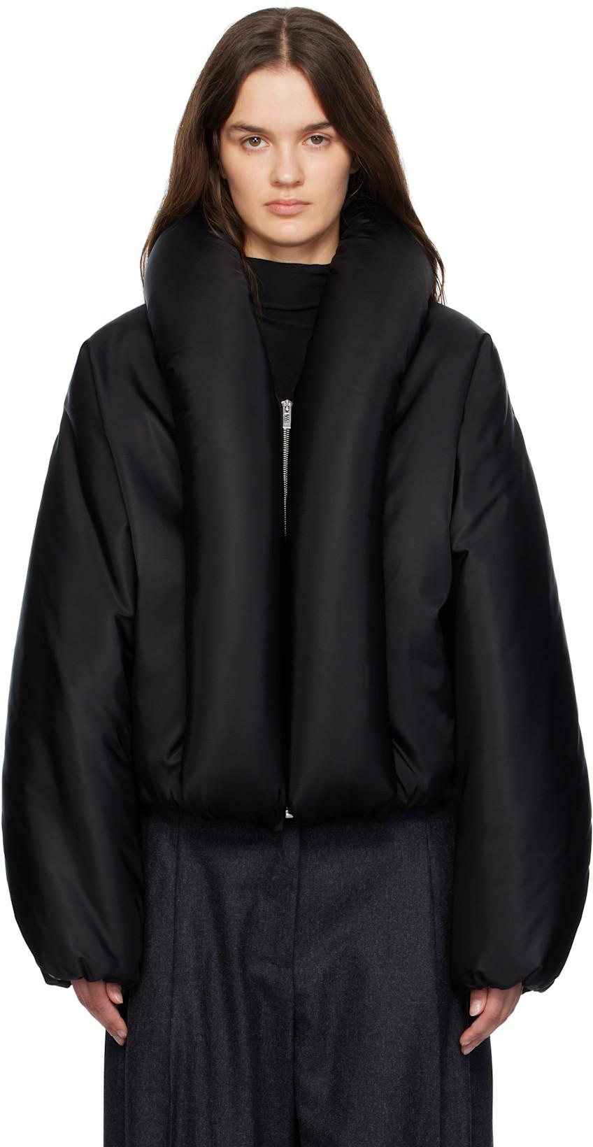 Black Taffeta Padded Bomber Jacket by ALAIA