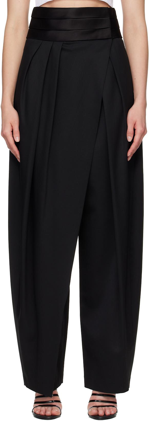 Black Tux Round Wool Trousers by ALAIA