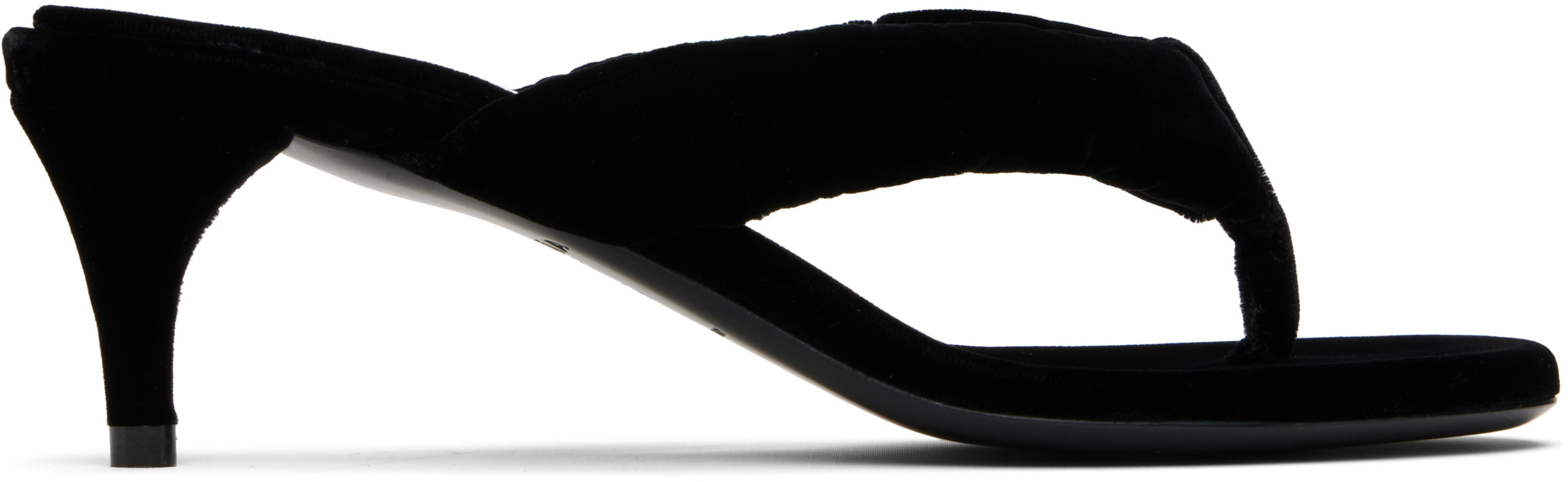 Black Velvet Tong Mules by ALAIA