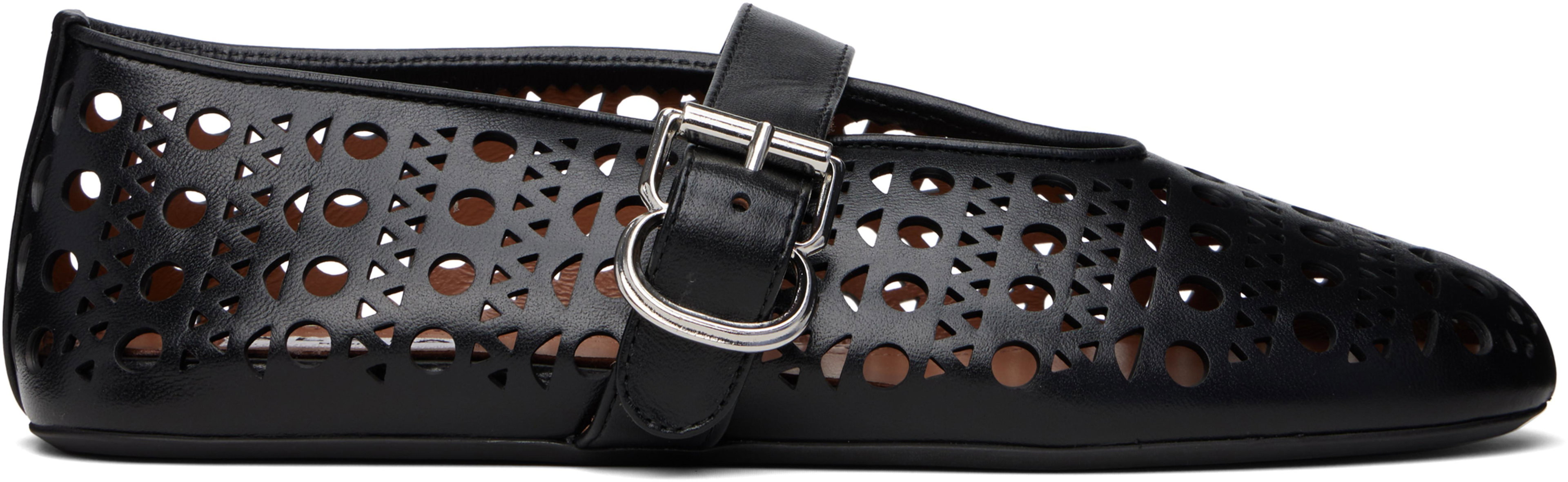 Black Vienne Lambskin Ballerina Flats by ALAIA