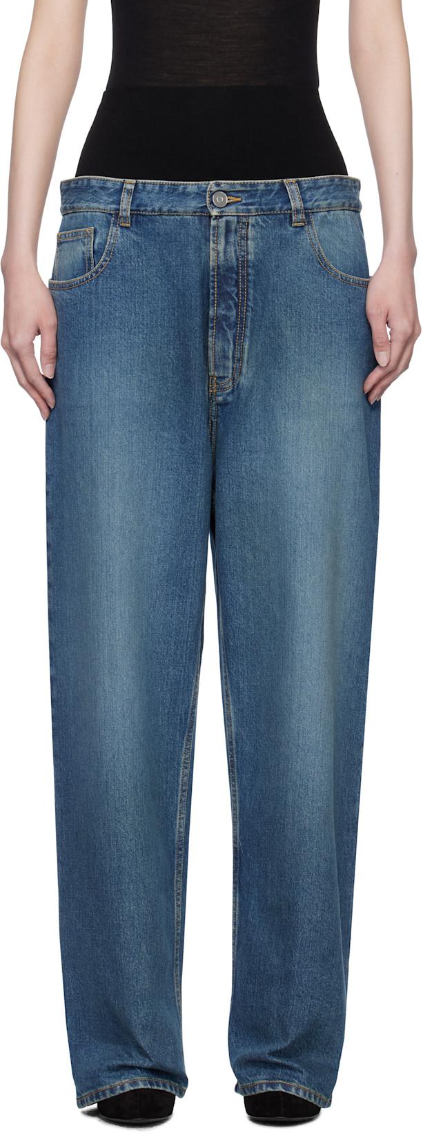 Blue Knit Band Jeans by ALAIA