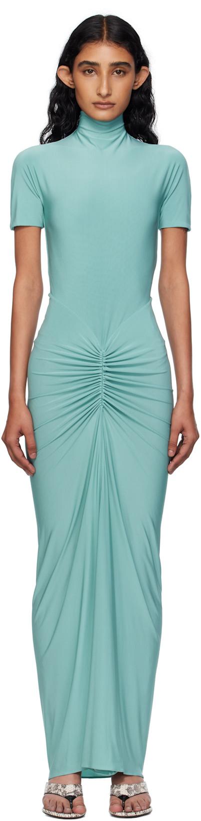 Blue Soft Jersey Maxi Dress by ALAIA