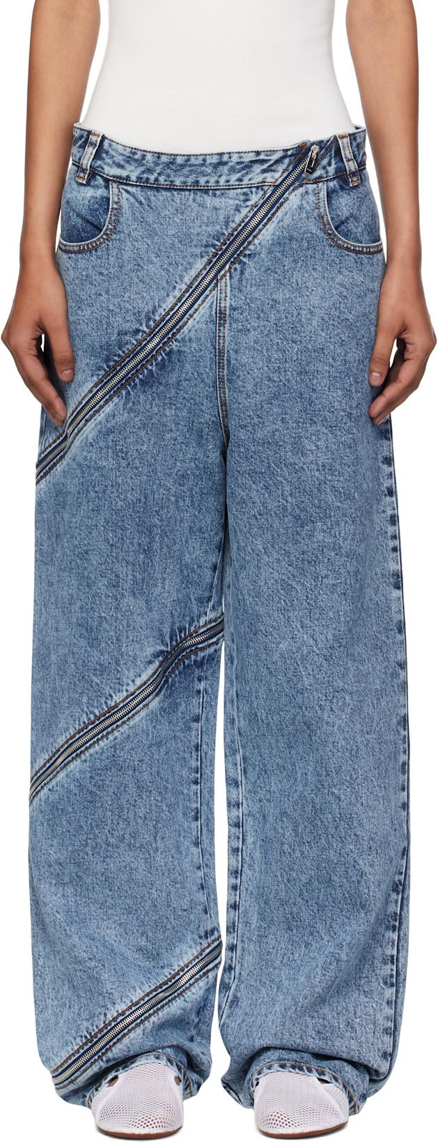 Blue Spiral Jeans by ALAIA