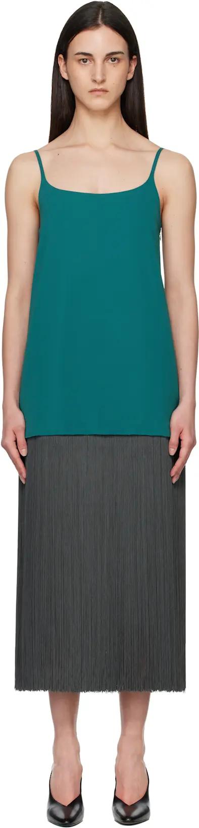 Blue & Gray Fringed Slip Minidress by ALAIA