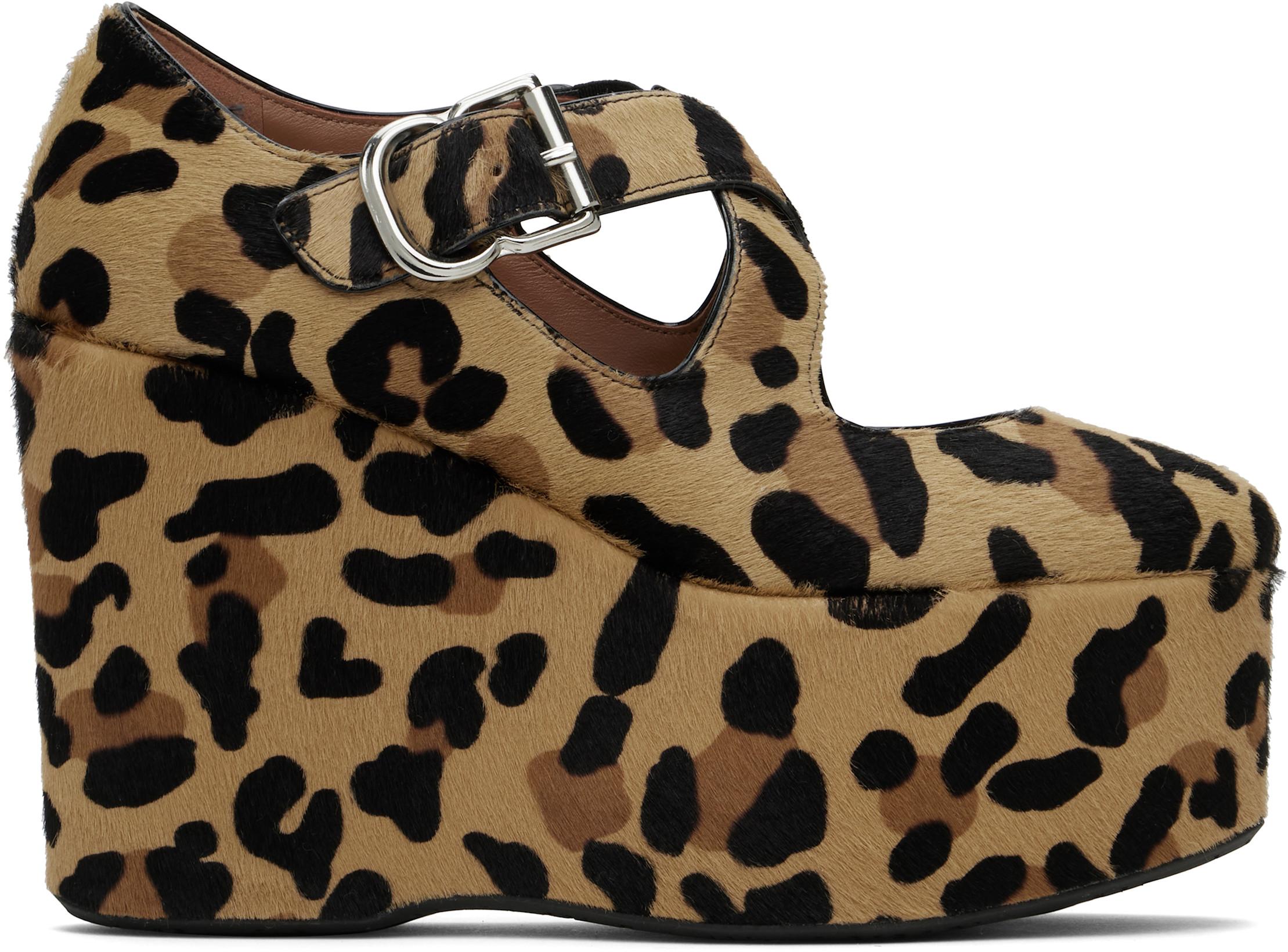Brown Criss Cross Wedge Heels by ALAIA